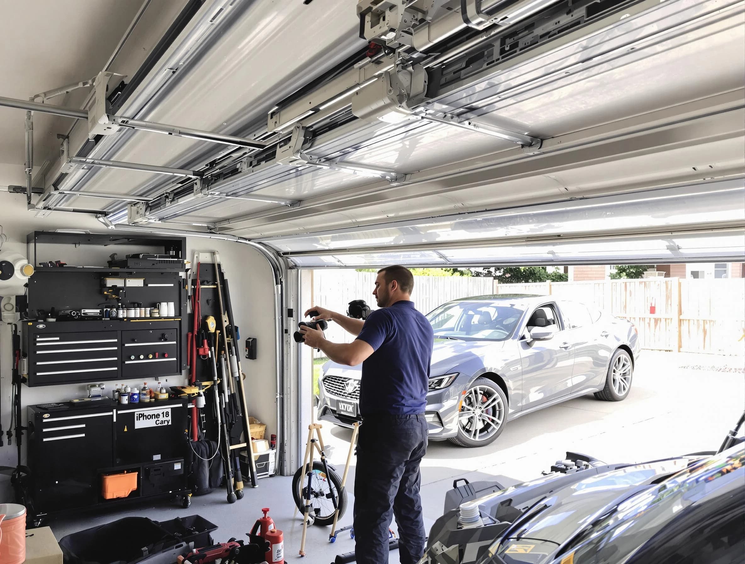 Irvington Garage Door Repair technician fixing noisy garage door in Irvington