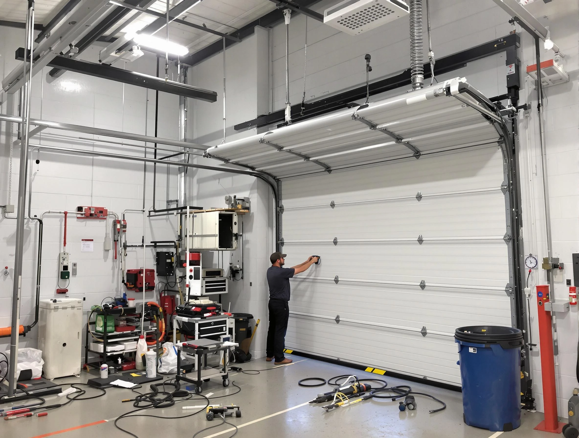 Irvington Garage Door Repair certified technician performing commercial door repair at a Irvington business facility