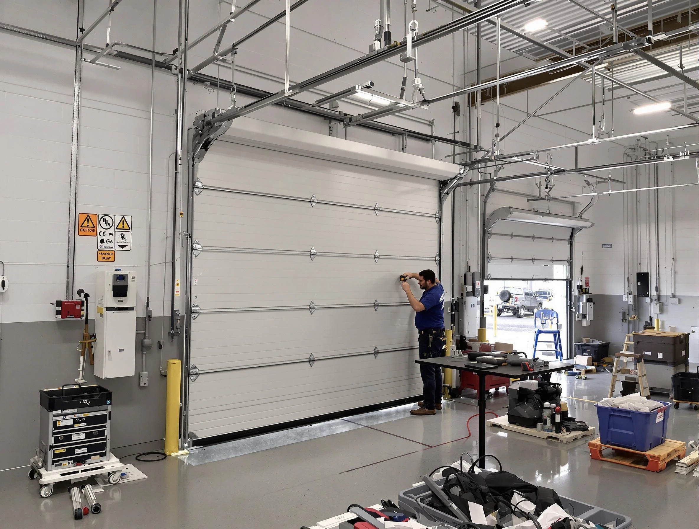 Commercial garage door repair being performed by Irvington Garage Door Repair expert in Irvington