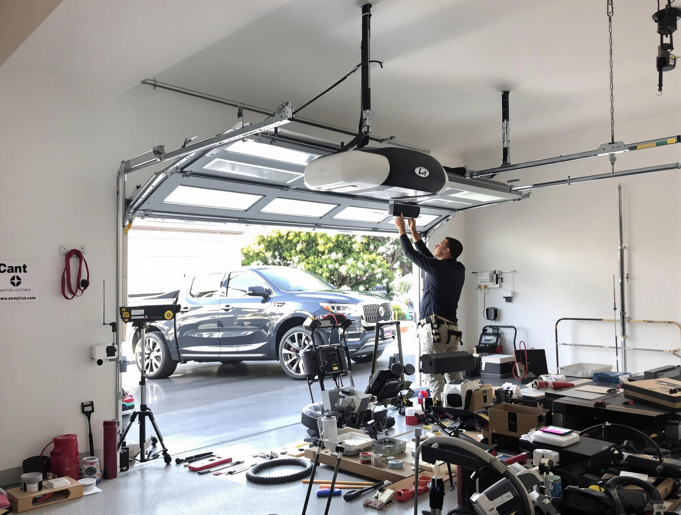 Irvington Garage Door Repair specialist installing smart garage door opener system in Irvington home