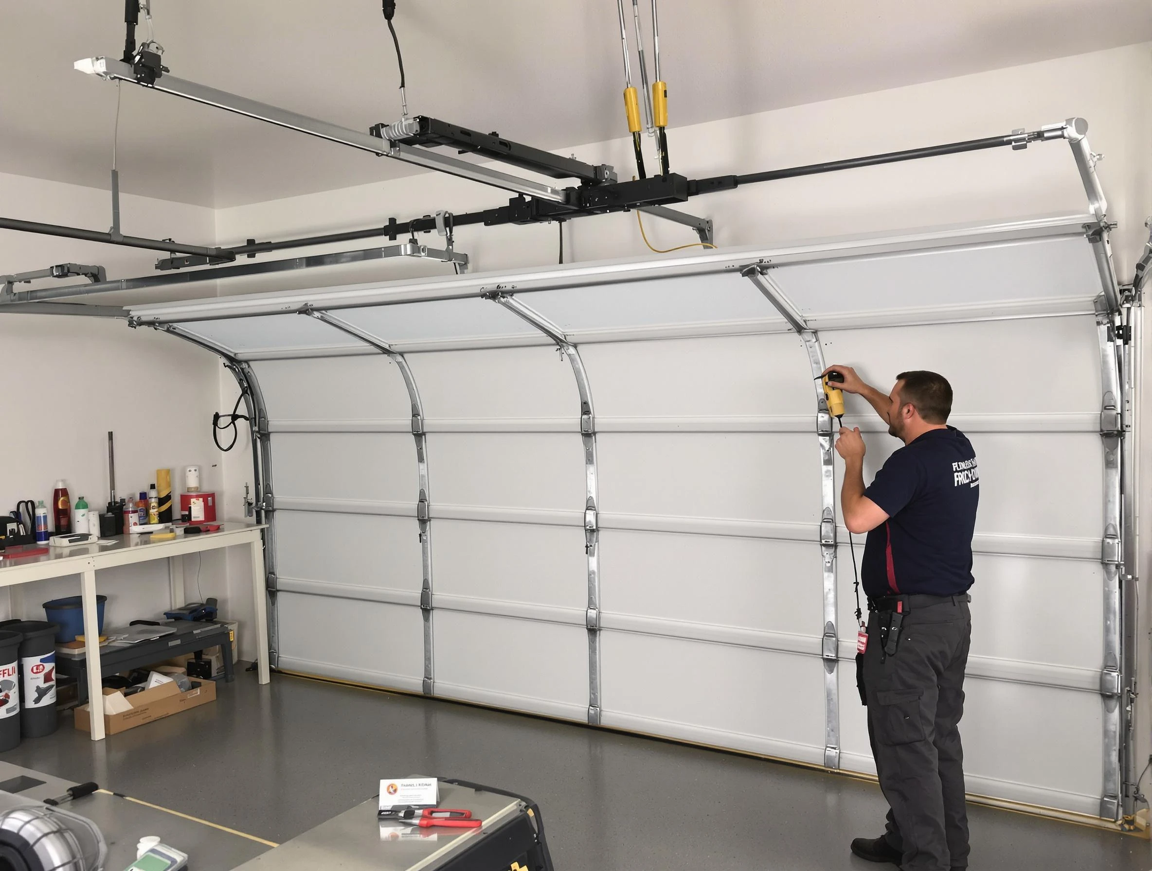 Irvington Garage Door Repair certified technician performing overhead door system repair in Irvington