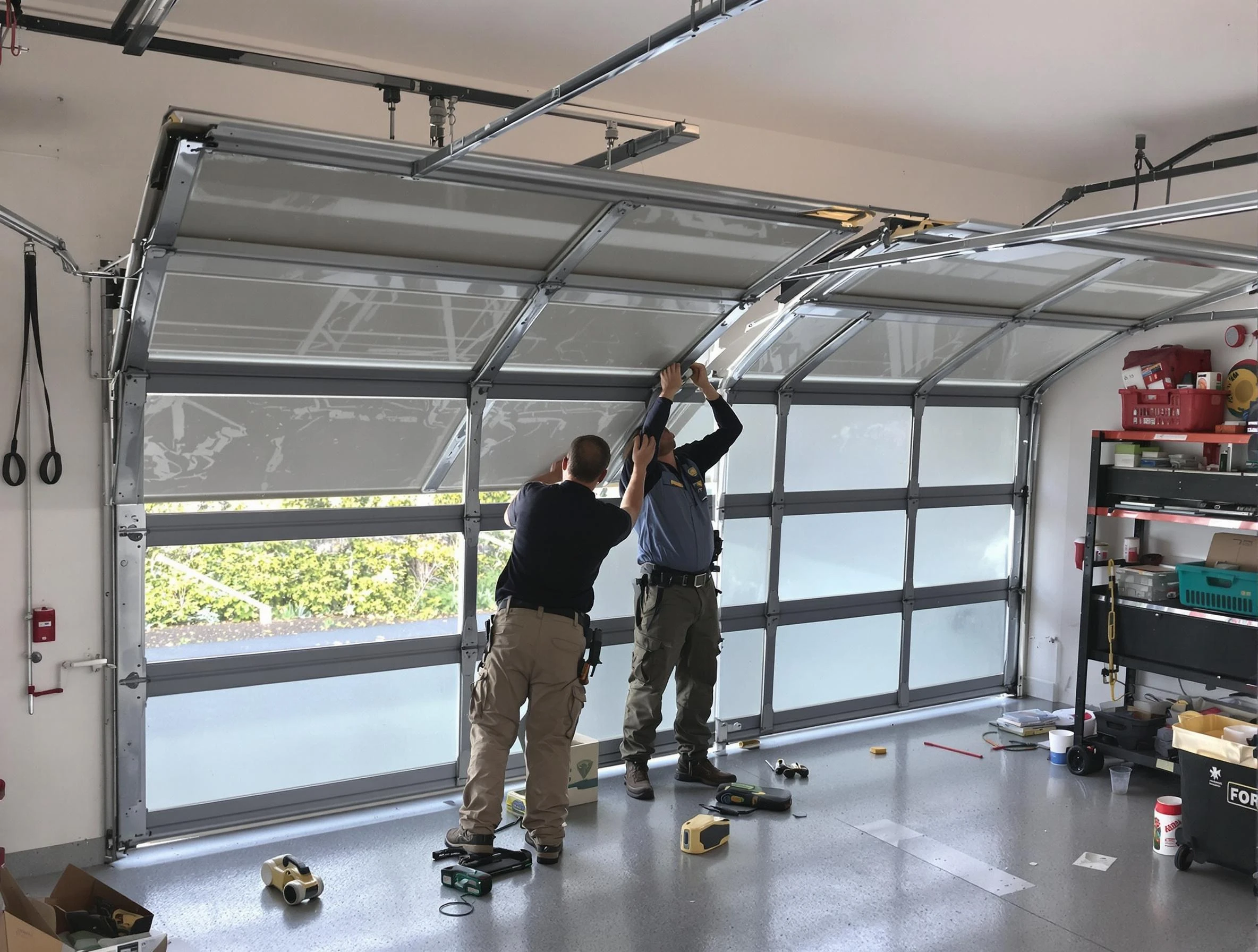 Irvington Garage Door Repair expert performing precise panel replacement on Irvington garage door