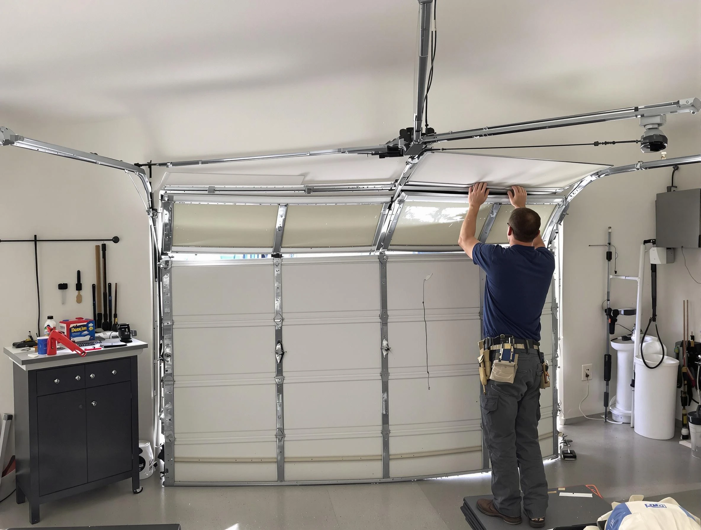 Irvington Garage Door Repair specialist performing precise section replacement on Irvington garage door